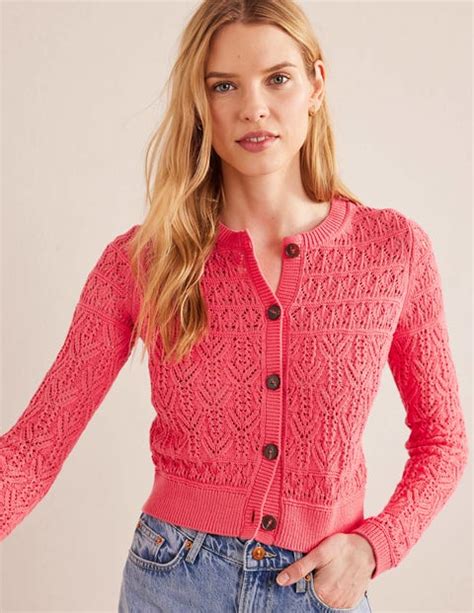 celine crochet cardigan|CROPPED CARDIGAN IN POINTELLE COTTON .